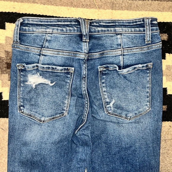 Flying Monkey Distressed Flare Jeans Size 26 Raw Hem - Picture 10 of 10